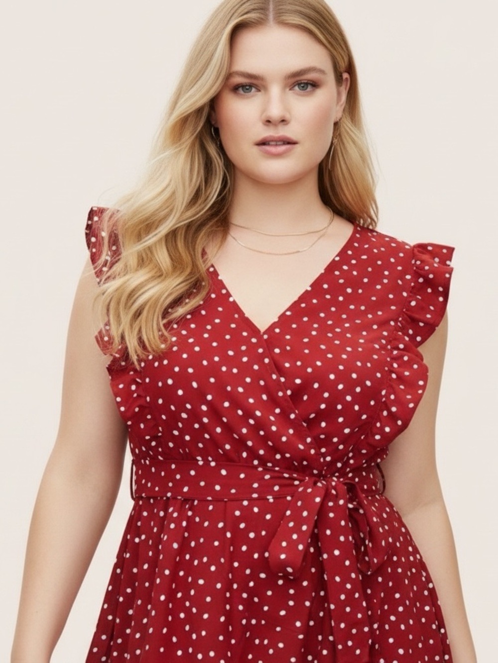 BLOOMCHIC Polka Dot Ruffle Midi Dress - Picture 2 of 9
